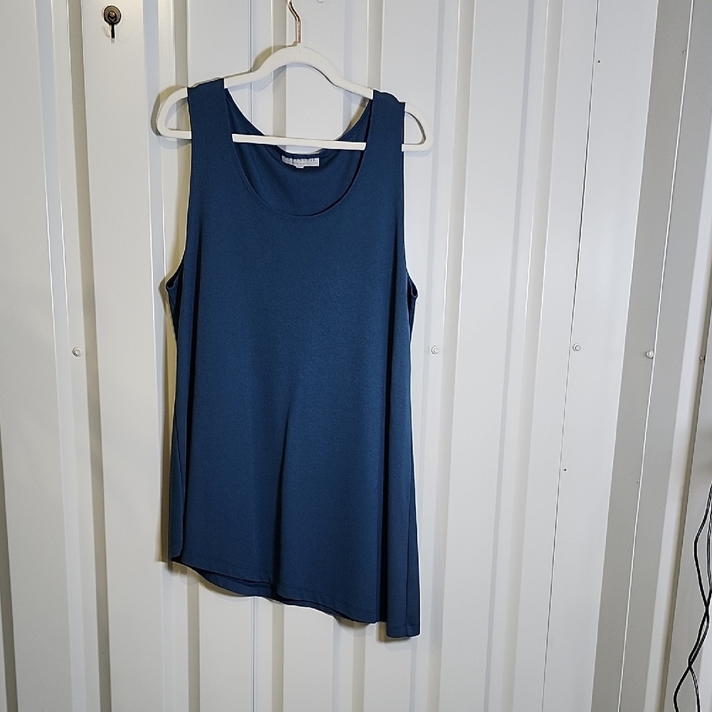 bryn Walker Women's Asymmetric Hem Teal Blue Tank Top Size Large Modal Blend EUC